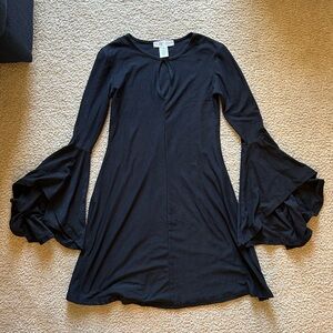 Black dress with bell bottom sleeves